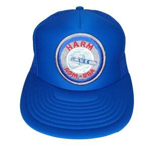 Vintage AGM-88A Harm Missile Trucker Hat Mens One Size Blue 80s Snapback Cap